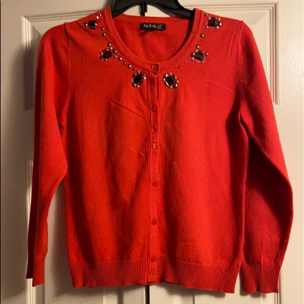 Orange Jeweled Cardigan